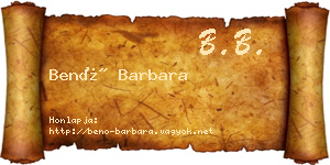 Benő Barbara névjegykártya